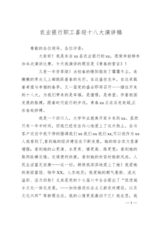 XX银行职工喜迎十八大演讲稿.docx