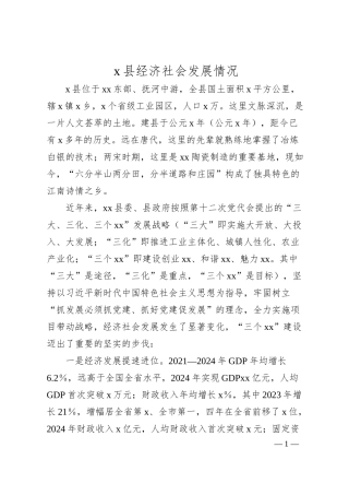 x县经济社会发展情况.docx
