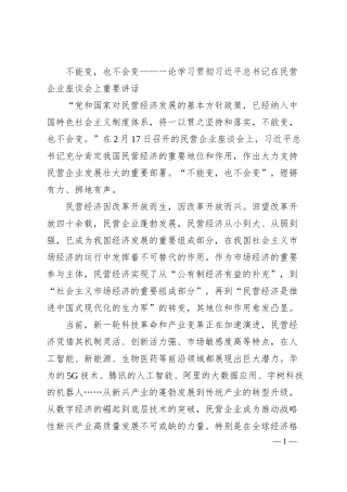 不能变，也不会变——一论学习贯彻总书记在民营企业座谈会上重要讲话.docx