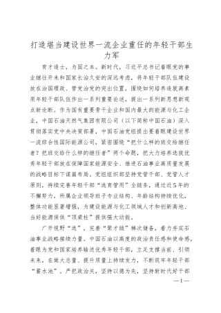 打造堪当建设世界一流企业重任的年轻干部生力军.docx