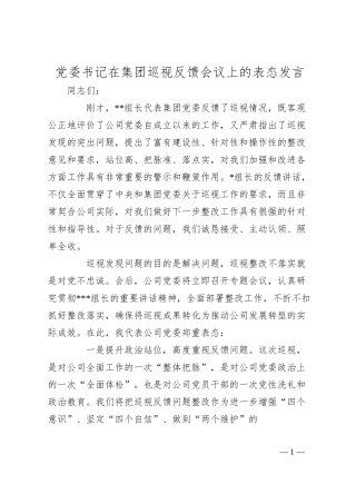党委书记在集团巡视反馈会议上的表态发言.docx