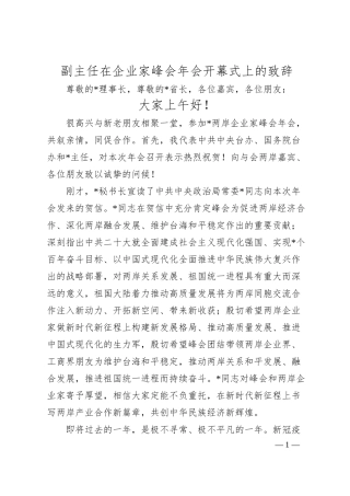 副主任在企业家峰会年会开幕式上的致辞.docx