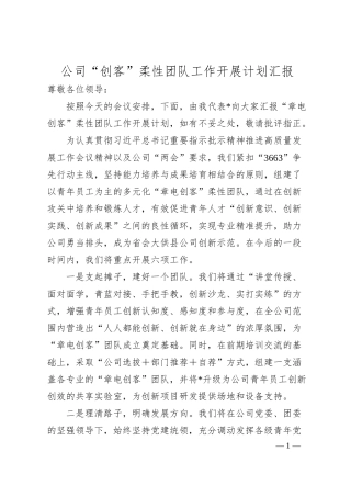 公司“创客”柔性团队工作开展计划汇报.docx