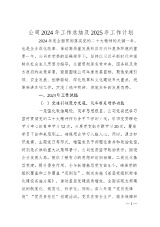 公司2024年工作总结及2025年工作计划.docx