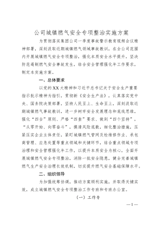 公司城镇燃气安全专项整治实施方案.docx