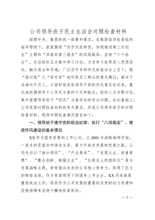 公司领导班子民主生活会对照检查材料.docx