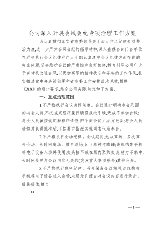 公司深入开展会风会纪专项治理工作方案.docx