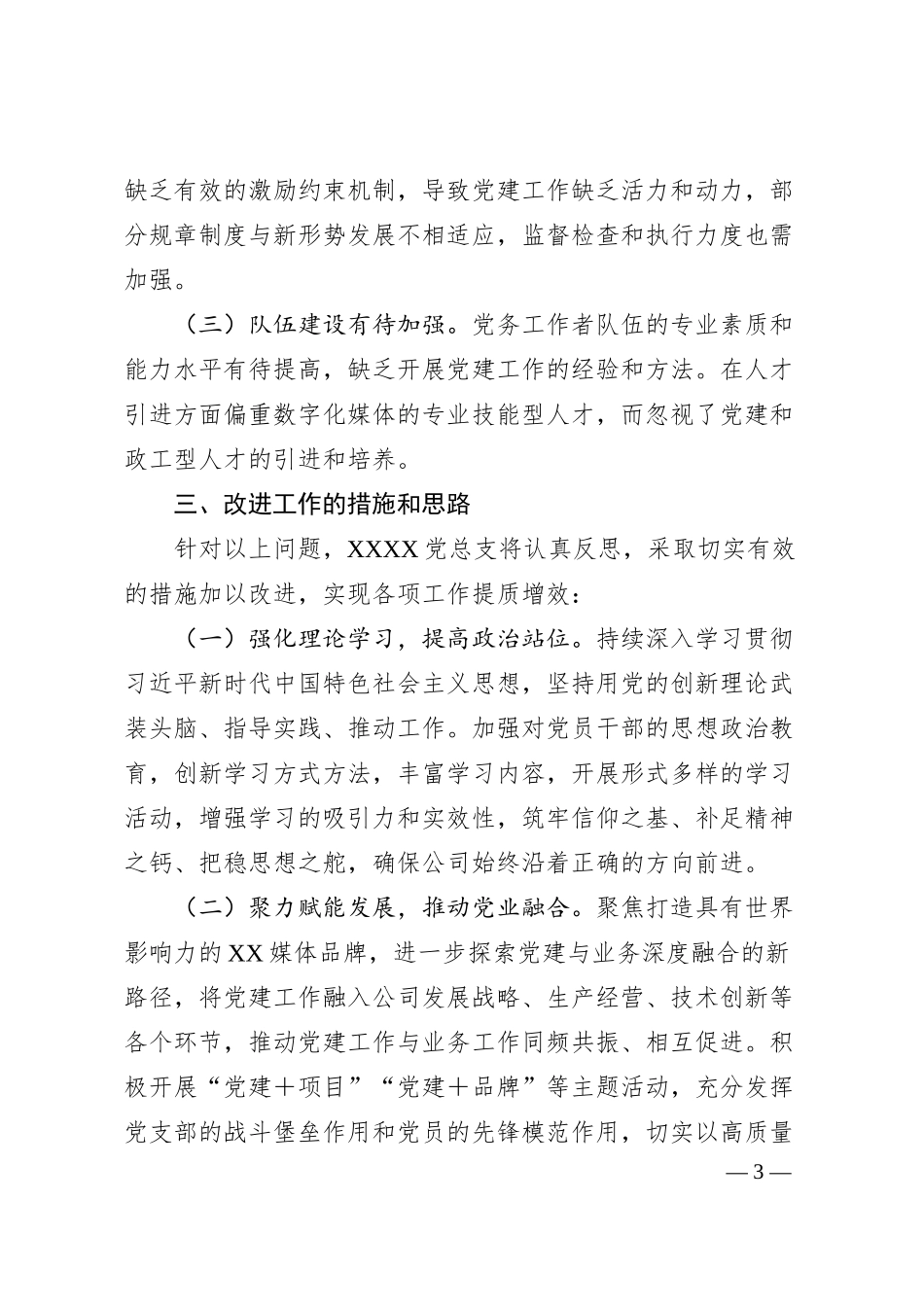 公司总支部委员会工作汇报（巡察主备）.docx_第3页