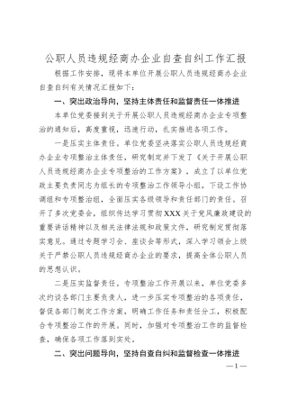 公职人员违规经商办企业自查自纠工作汇报.docx