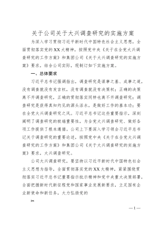 关于公司关于大兴调查研究的实施方案.docx