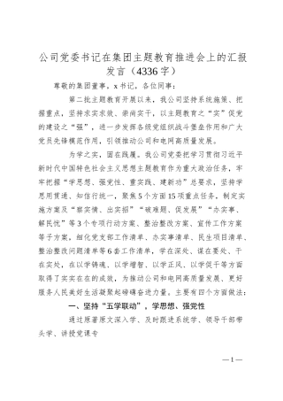 国企党委书记在集团主题教育推进会上的汇报发言.docx