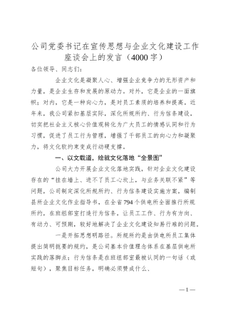 国企党委书记在宣传思想与企业文化建设工作座谈会上的发言.docx