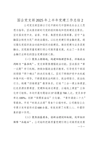 国企党支部2025年上半年党建工作总结2.docx