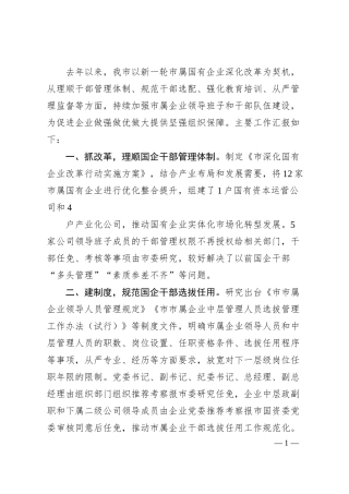 国企干部队伍建设工作汇报.docx