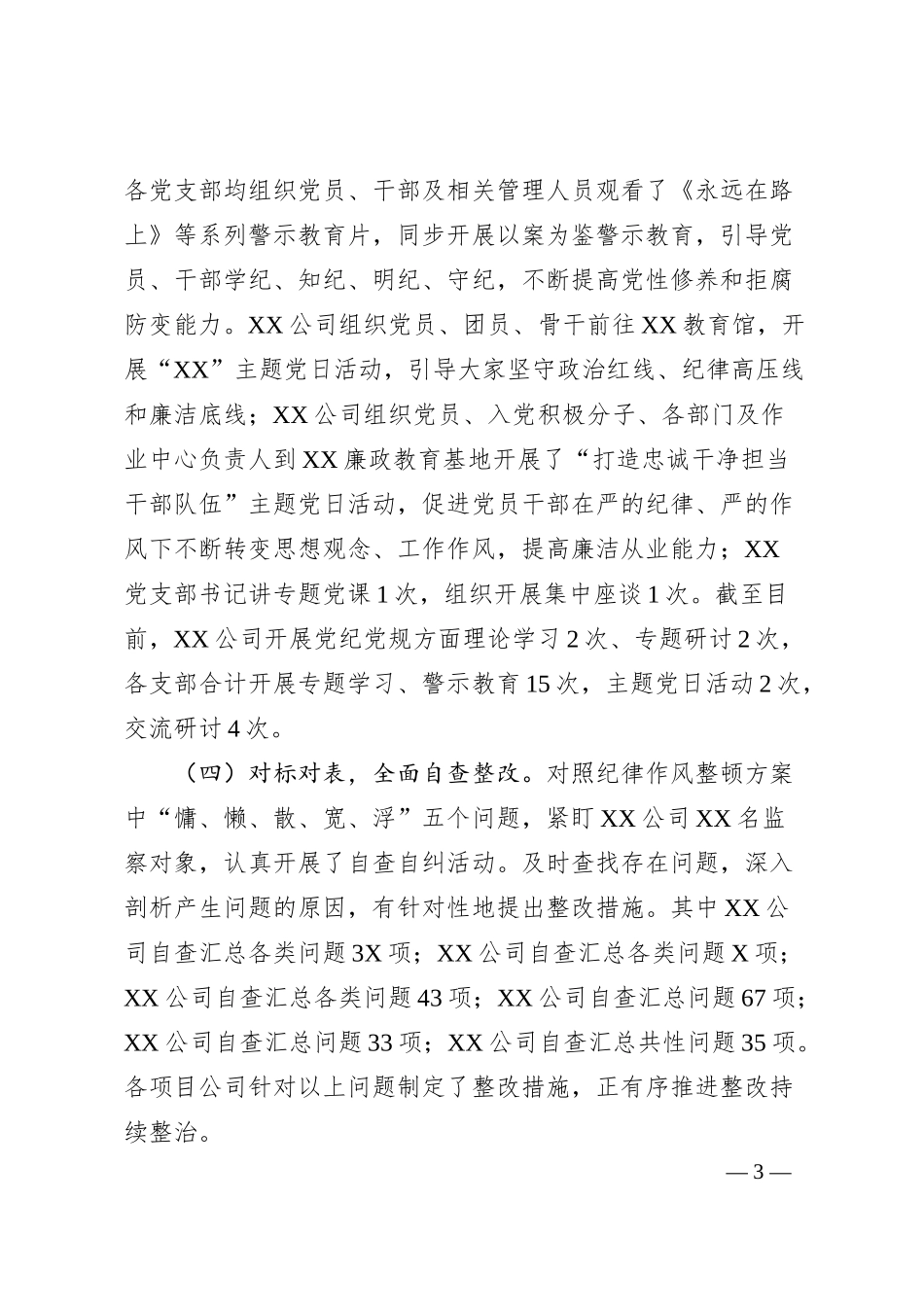 国企公司纪律作风整顿工作阶段性汇报.docx_第3页