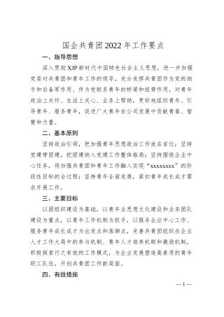 国企共青团20XX年工作要点.docx