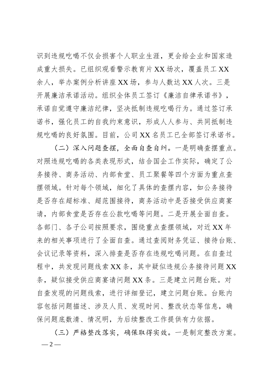 国企关于违规吃喝专项整治工作进展情况汇报.docx_第2页