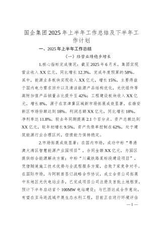 国企集团2025年上半年工作总结及下半年工作计划.docx