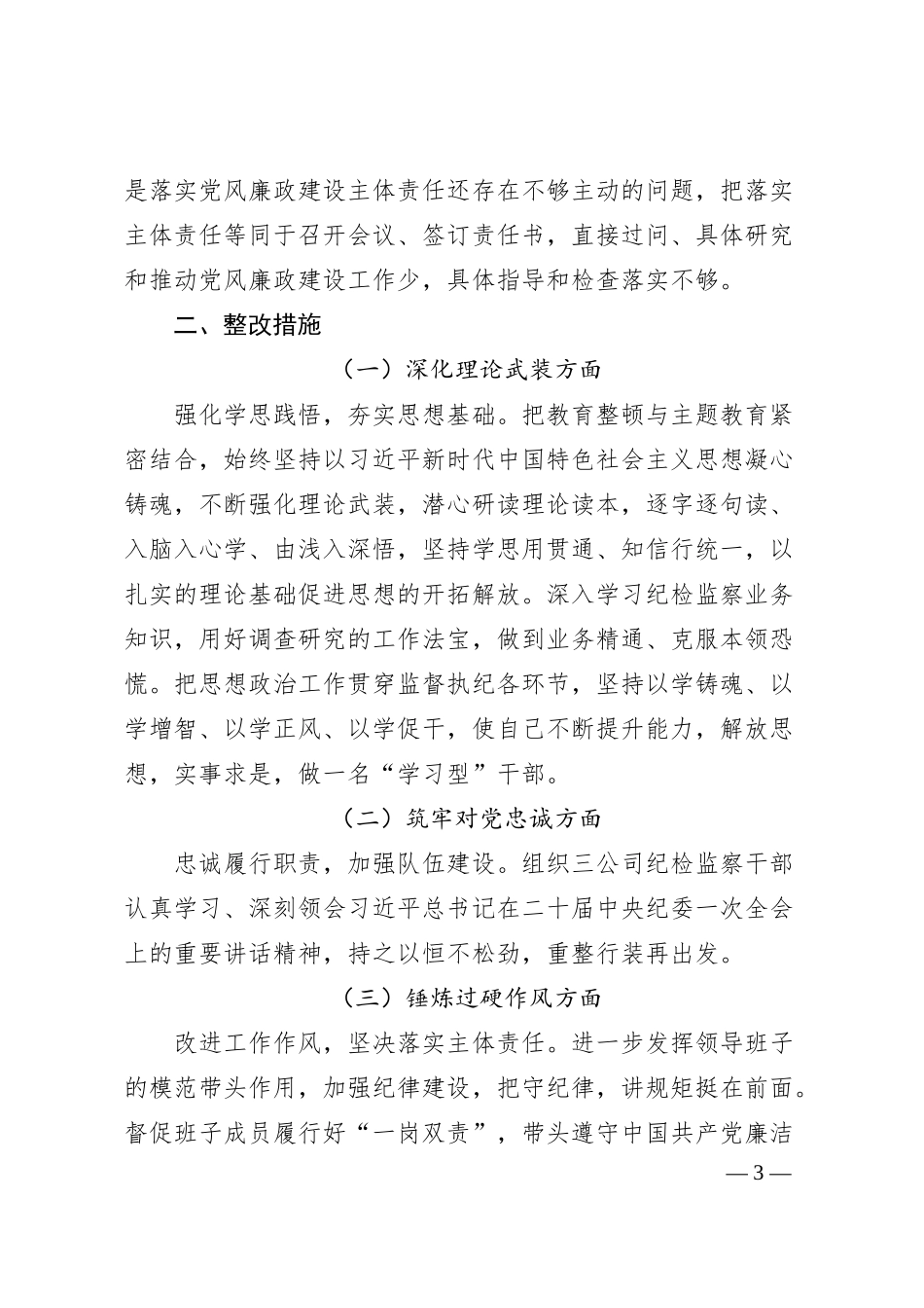 国企纪委书记主题教育暨教育整顿民主生活会个人对照检查材料.docx_第3页