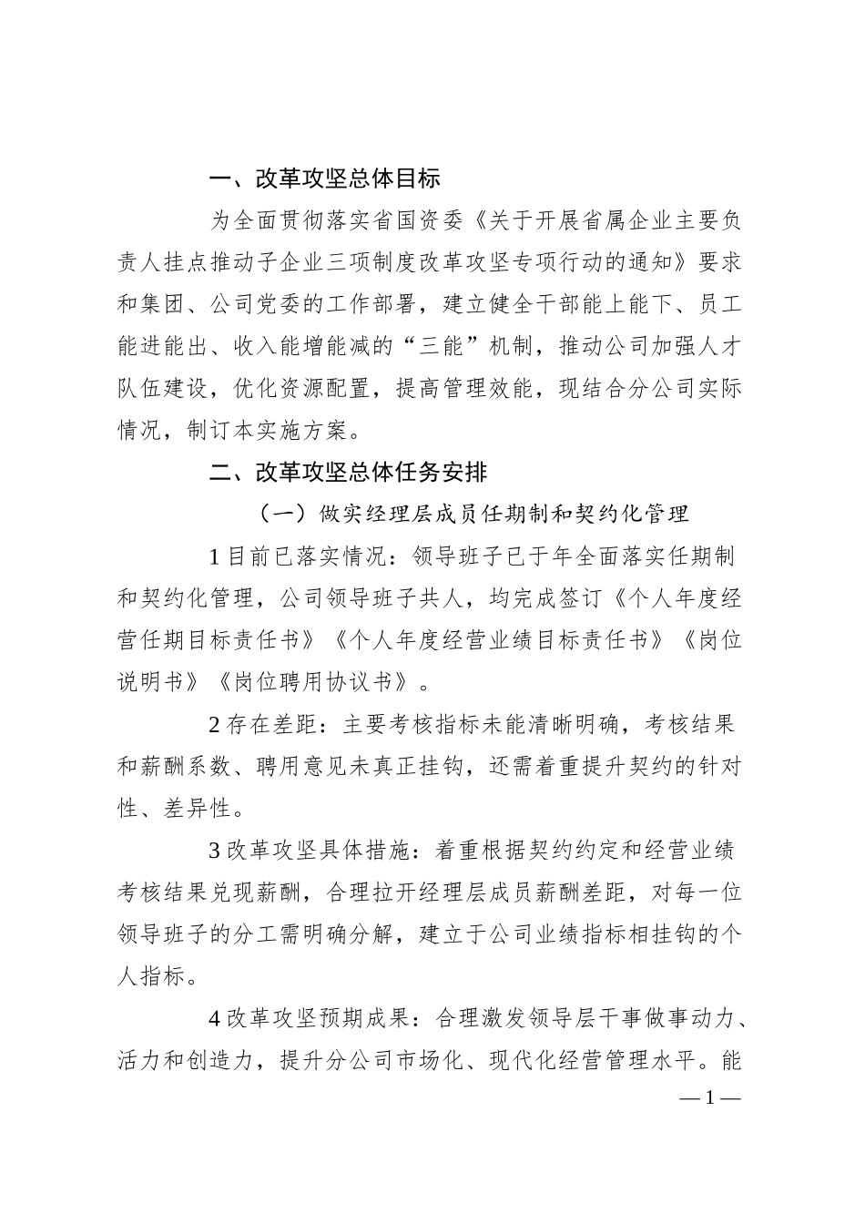国企三项制度改革攻坚实施方案.docx_第1页