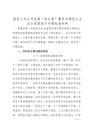 国企巡察“回头看”整改专题民主生活会班子对照检查6800字.docx