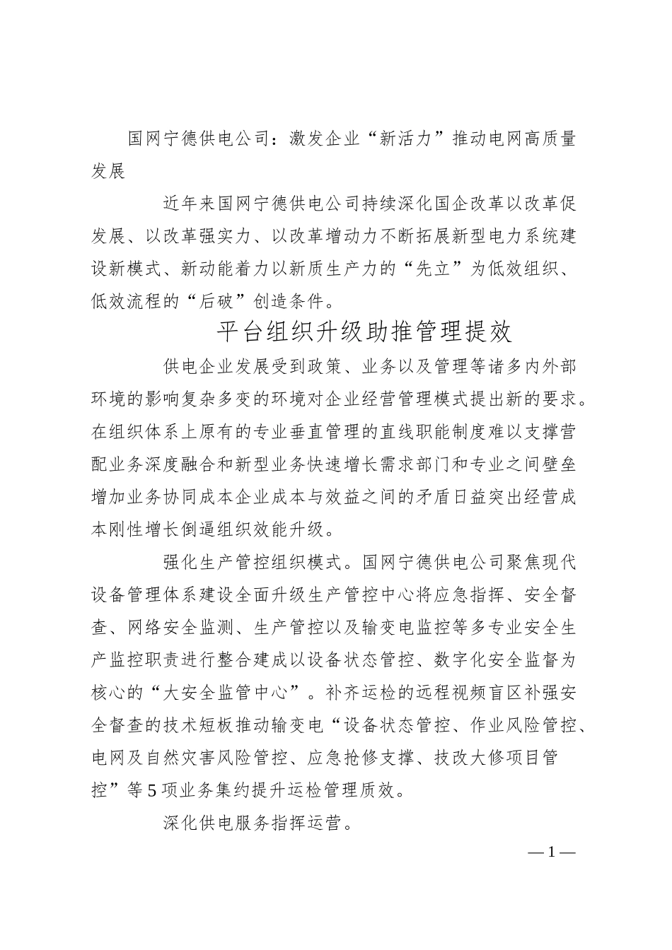 国网宁德供电公司：激发企业“新活力”推动电网高质量发展.docx_第1页