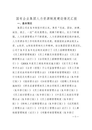 国有企业集团人力资源制度建设情况汇报..docx