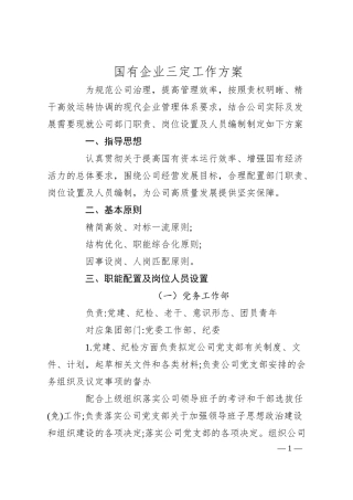 国有企业三定工作方案.docx