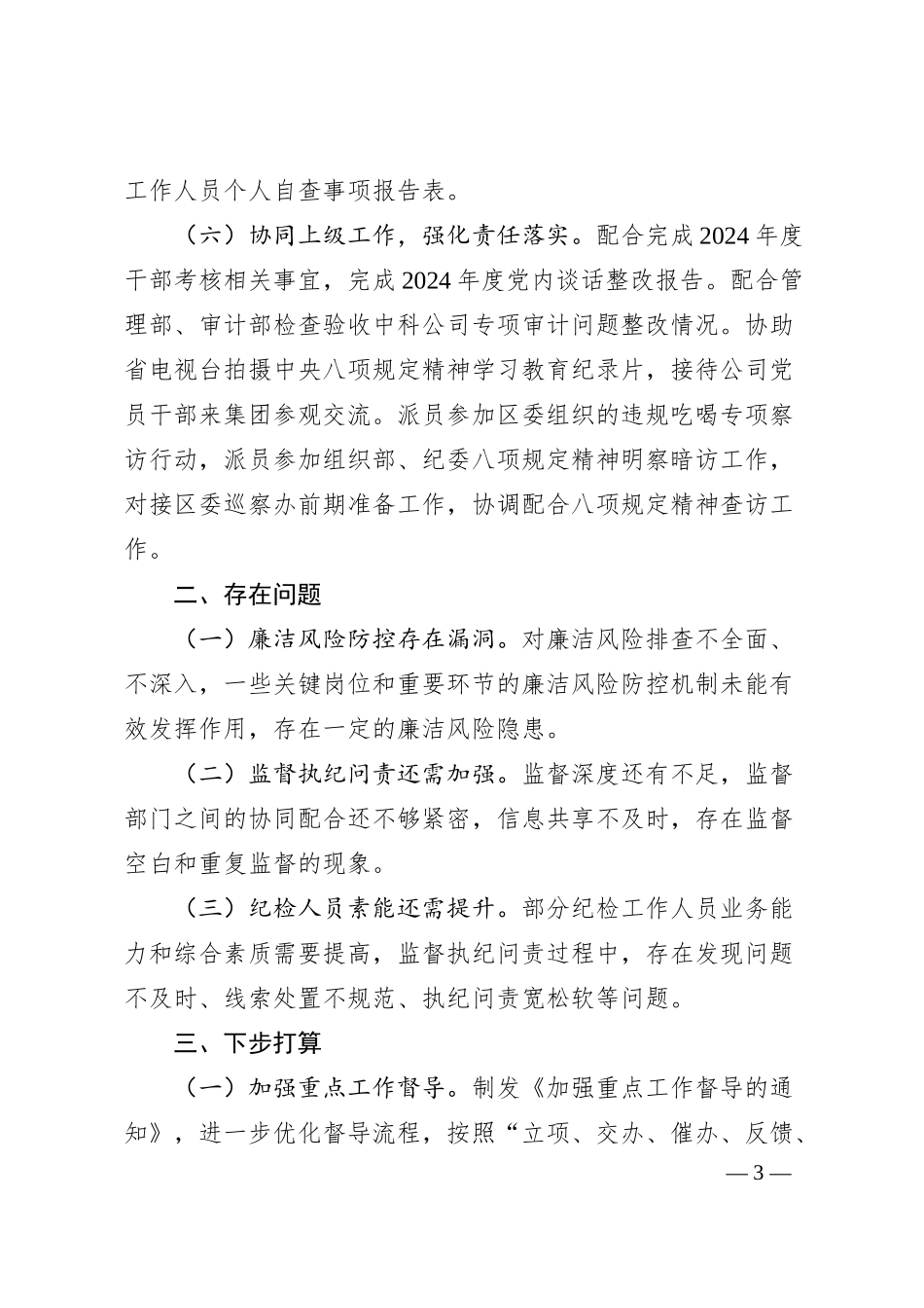 集团公司2025年上半年纪检监察工作总结.docx_第3页