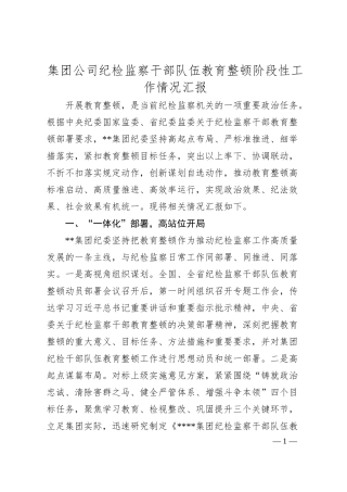 集团公司纪检监察干部队伍教育整顿阶段性工作情况汇报.docx