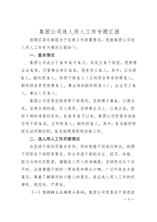 集团公司选人用人工作专题汇报.docx