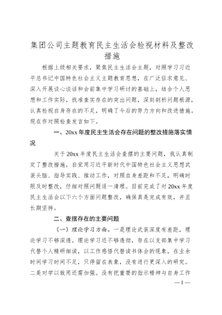 集团公司主题教育民主生活会检视材料及整改措施.docx