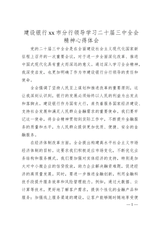 建设银行xx市分行领导学习二十届三中全会精神心得体会.docx