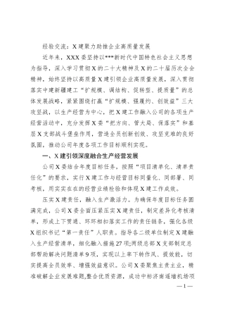 经验交流：X建聚力助推企业高质量发展.docx