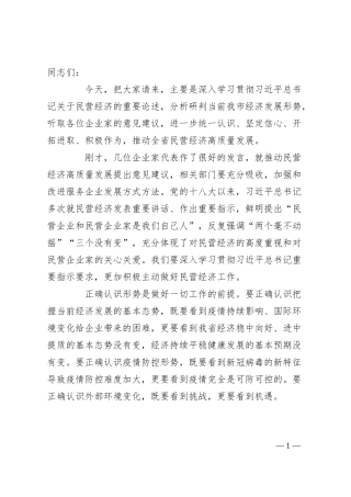 民营企业座谈会讲话提纲.docx