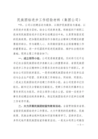 民族团结进步工作经验材料（集团公司）.docx