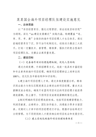 某某国企海外项目经理队伍建设实施意见.docx