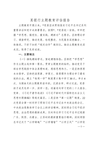 某银行主题教育评估报告.docx