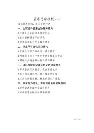 普惠总结模板（一）.docx