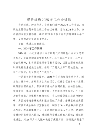 银行机构2025年工作会讲话.docx