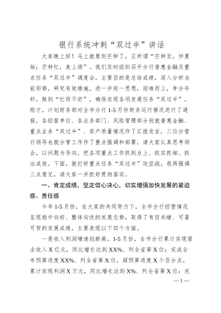 银行系统冲刺_双过半_讲话.docx