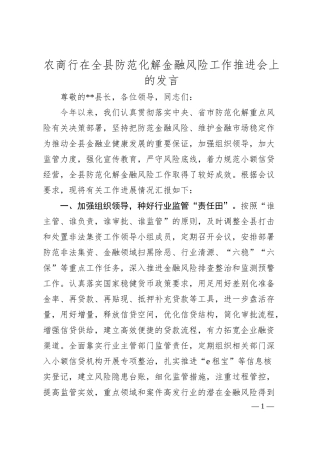 银行在全县防范化解金融风险工作推进会上的发言.docx