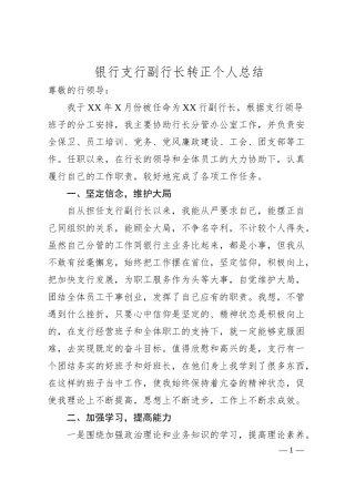 银行支行副行长转正个人总结.docx