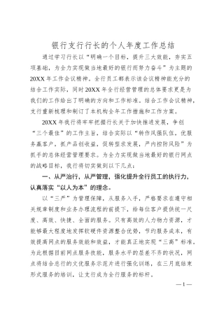 银行支行行长的个人年度工作总结.docx