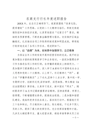 银行支行行长年度述职报告.docx