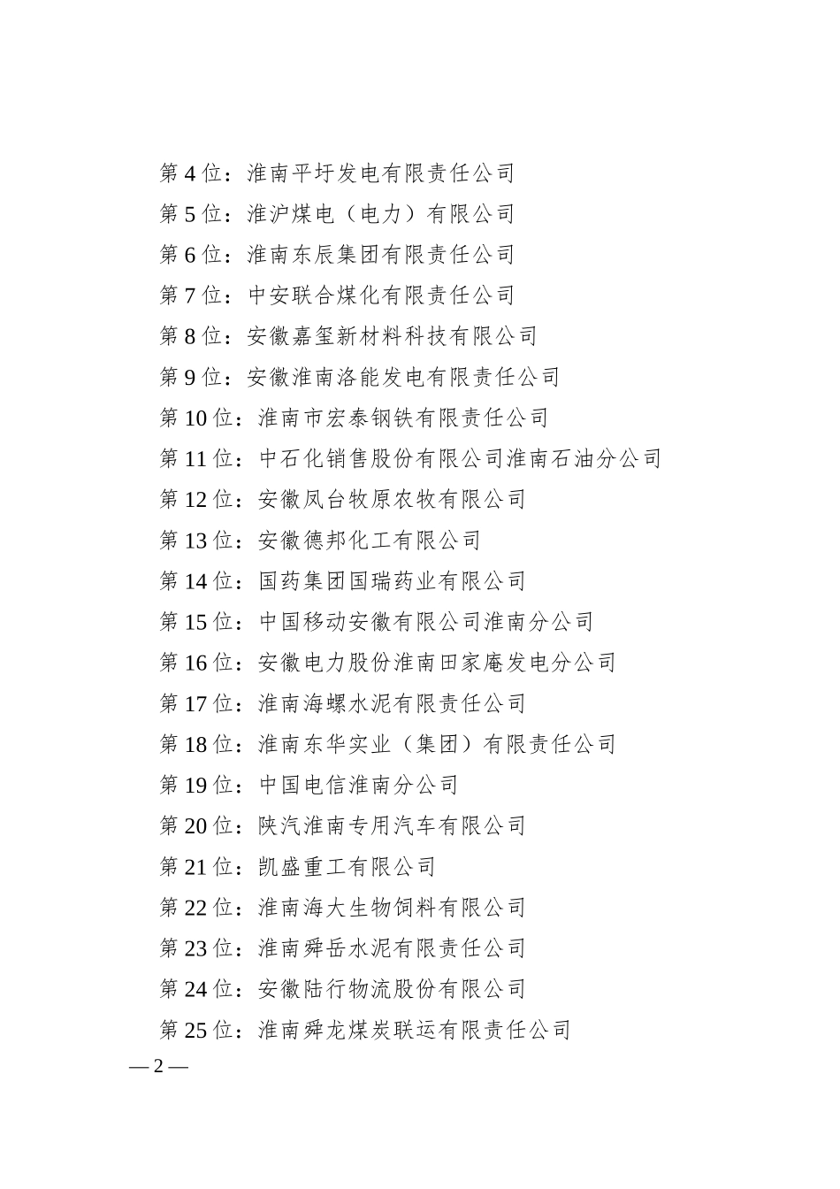 在20XX淮南百强企业发布会上的致辞.docx_第2页