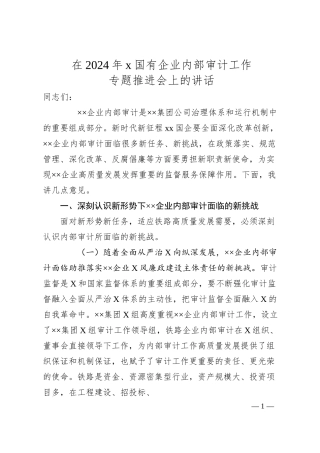 在2024年x国有企业内部审计工作专题推进会上的讲话.docx
