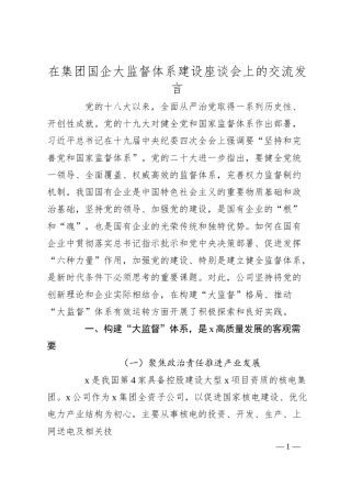 在集团国企大监督体系建设座谈会上的交流发言.docx