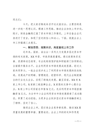 在企业上市座谈会上的讲话.docx