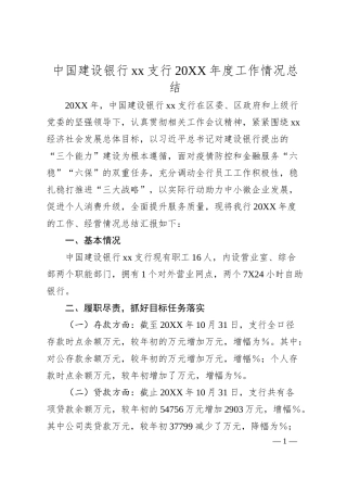 中国建设银行xx支行20XX年度工作情况总结.docx